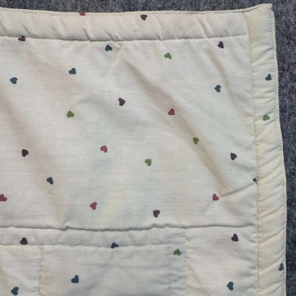 Vintage Handmade‎ Baby Quilt Teddy Bears Bunny Hearts Cottagecore Crib